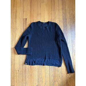 Acrobat Sweater Womens Black Cotton Silk Crewneck Sweater Size L EUC